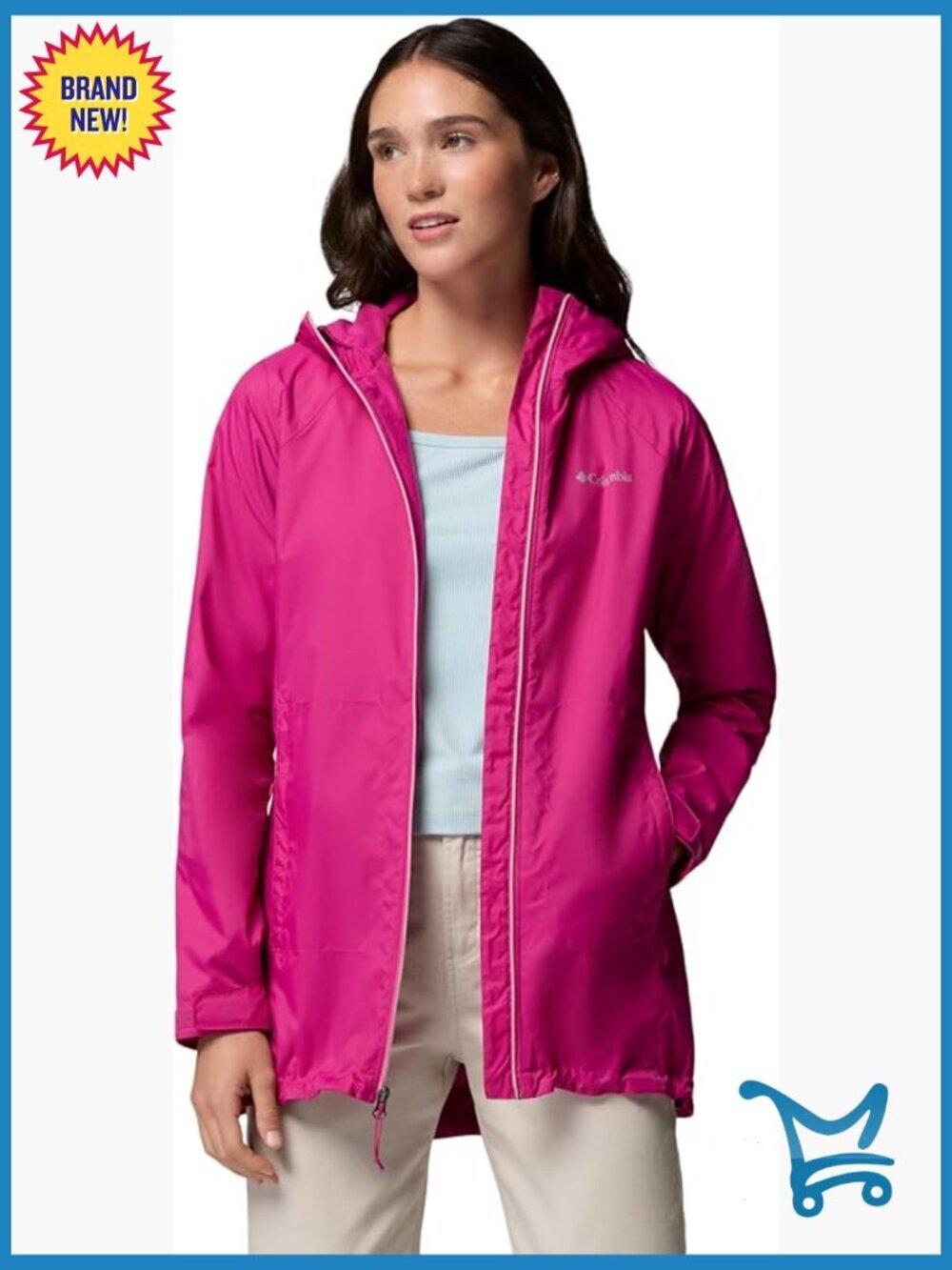 Water Repellent Rain Jacket with Adjustable Hood and Pockets